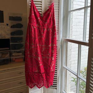 For Love & Lemons Red Lace Dress Sz S